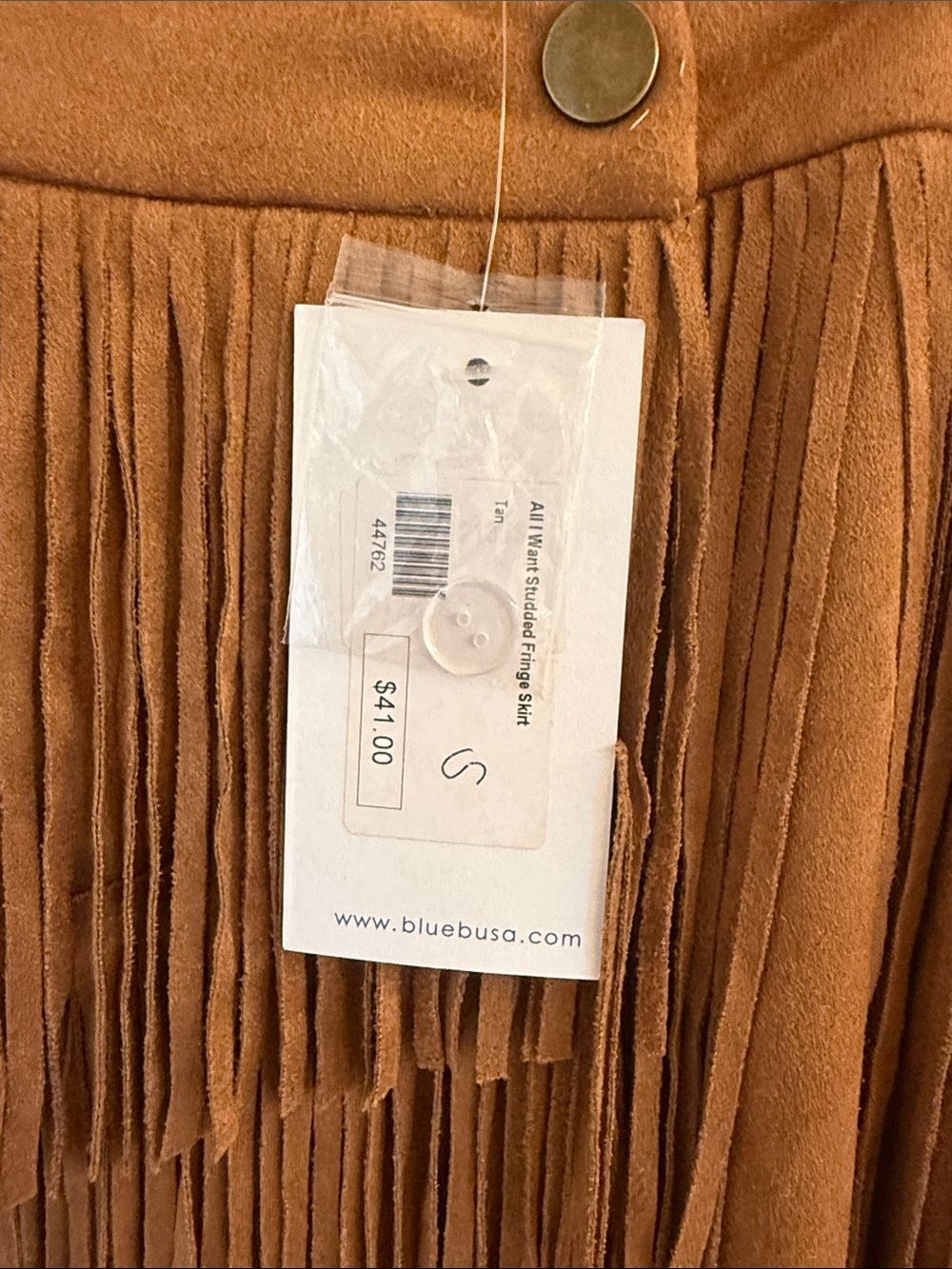 Tan Fringe Suede Blue B. Skirt Small BNWT - Picture 6 of 6